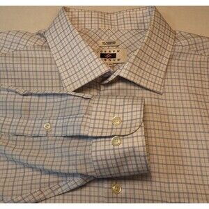 Joseph Abboud Button Up Shirt Mens 17.5 x 36 Tailored Fit No Wrinkles Plaid